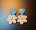 Beach vacation style White 3D flower earrings for women